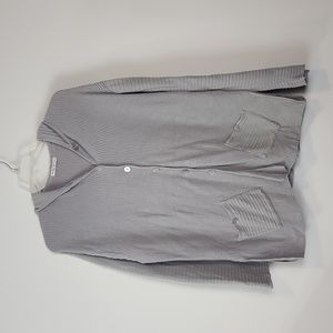 MARGARET WINTERS Gray Cotton Lagonlook Ribbed Thermal Hoodie Cardigan